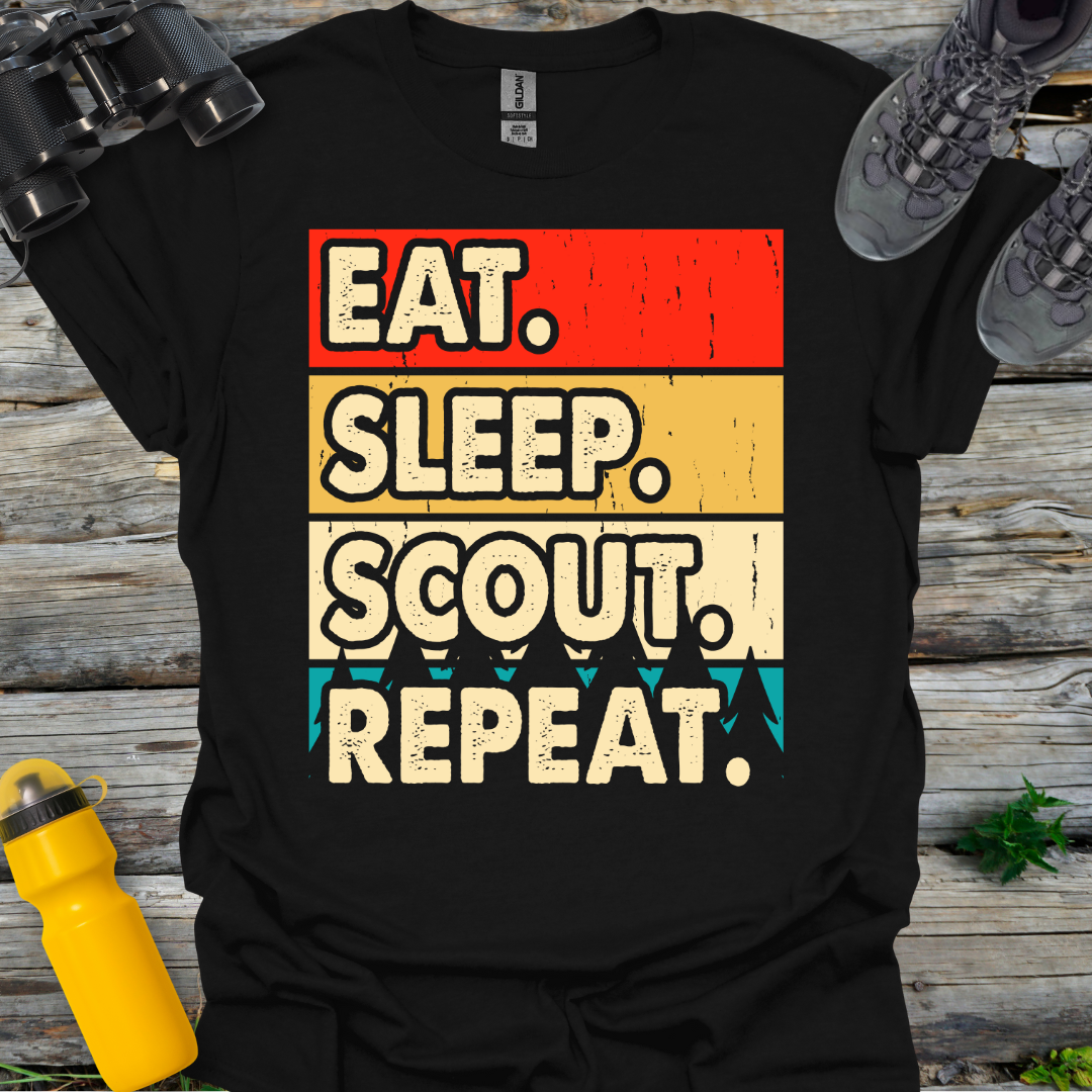 Eat Sleep Scout Repeat Retro T-Shirt