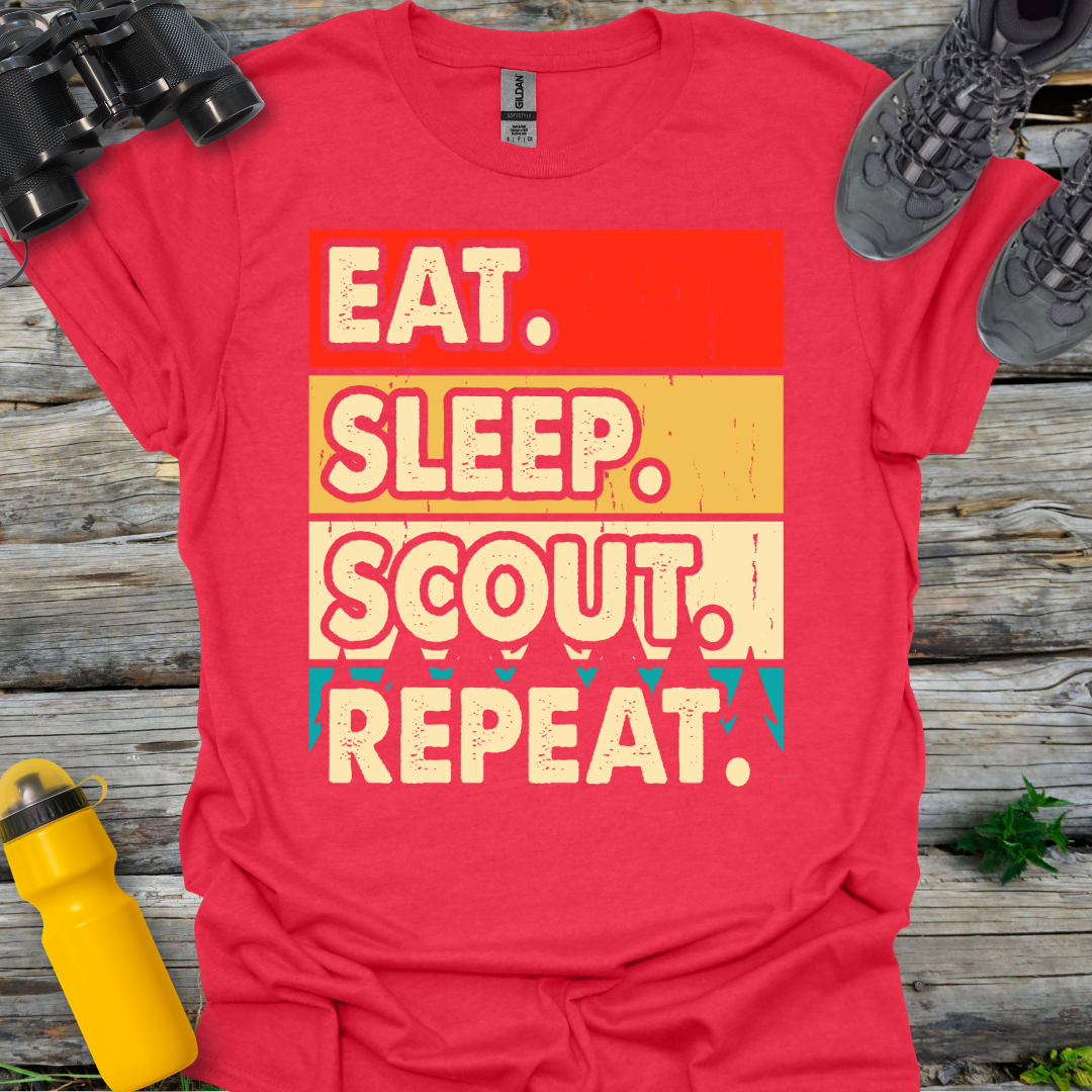 Eat Sleep Scout Repeat Retro T-Shirt