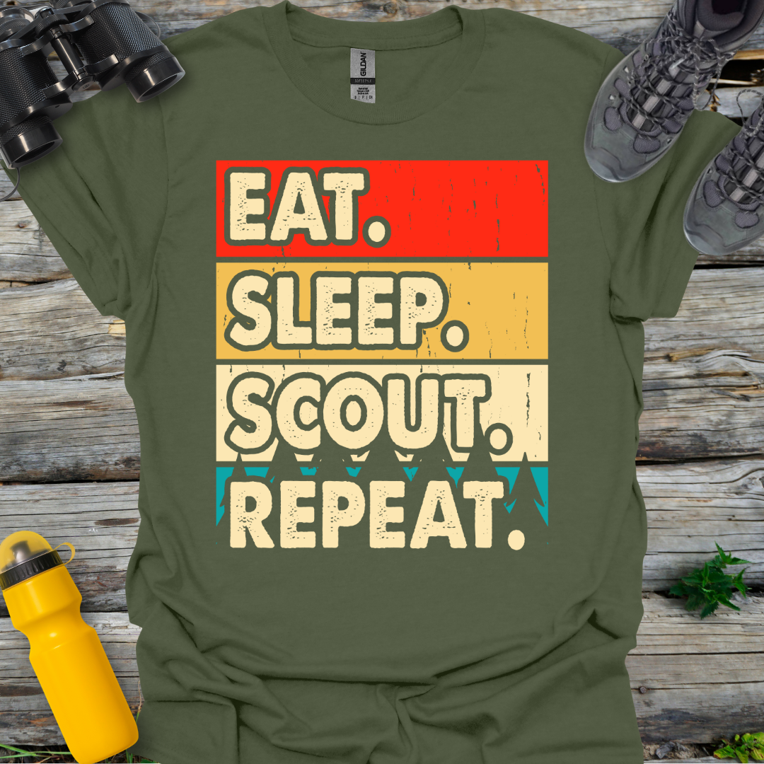 Eat Sleep Scout Repeat Retro T-Shirt