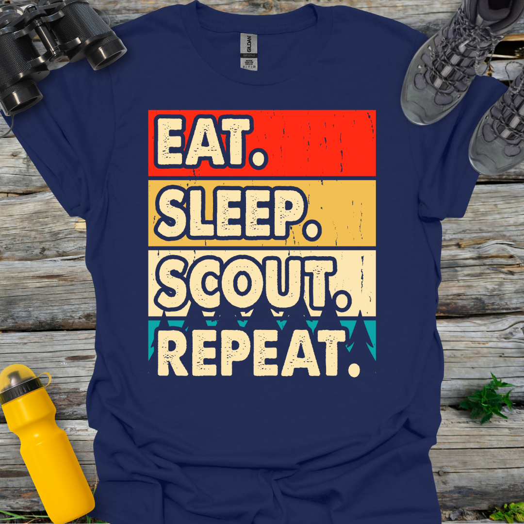 Eat Sleep Scout Repeat Retro T-Shirt