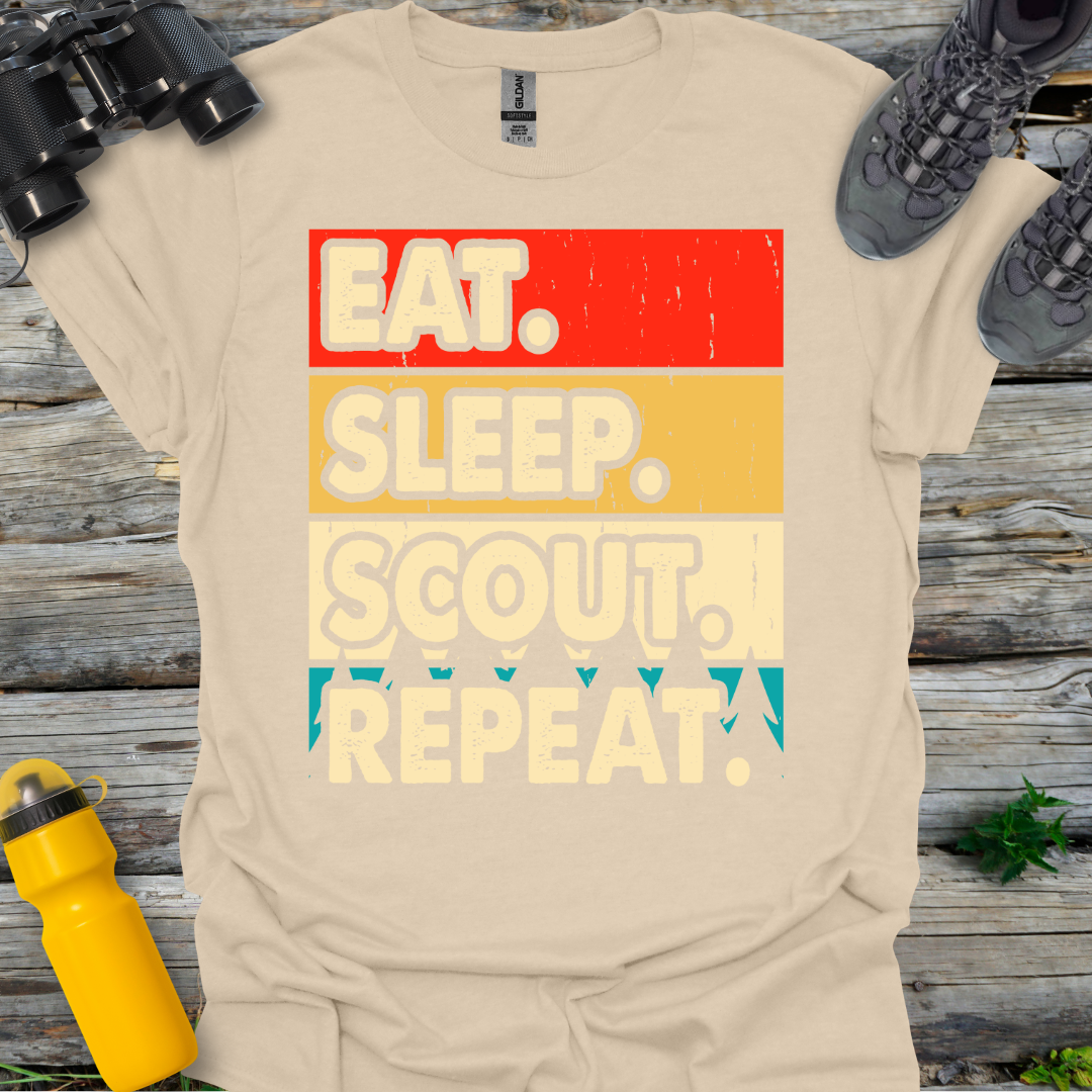 Eat Sleep Scout Repeat Retro T-Shirt