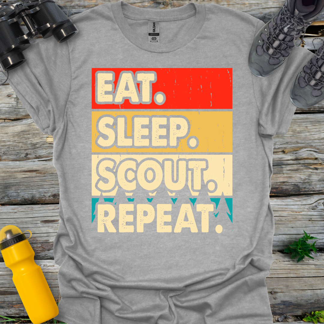 Eat Sleep Scout Repeat Retro T-Shirt