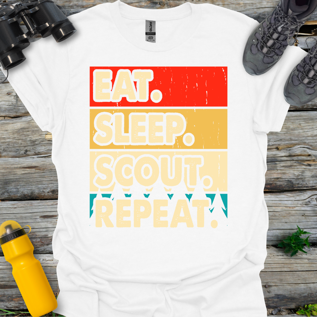 Eat Sleep Scout Repeat Retro T-Shirt